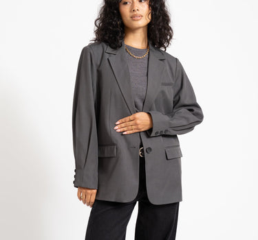 Iris Sleeve Detail Blazer Dark Grey Melange - Things I Like Things I Love