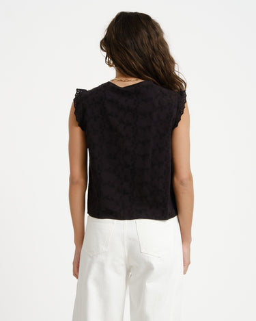 Jade Broderie Vest Black - Things I Like Things I Love