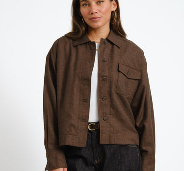 Jala Lili Overshirt Dark Brown Melange - Things I Like Things I Love