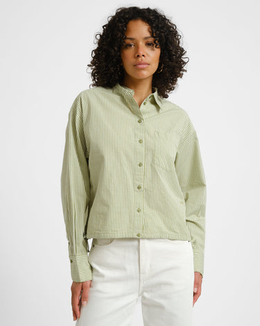 Jamie Poplin String Shirt Fern/White - Things I Like Things I Love