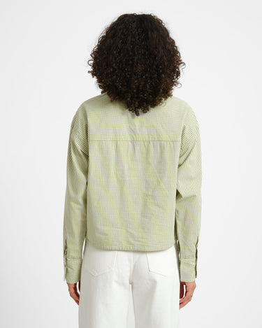 Jamie Poplin String Shirt Fern/White - Things I Like Things I Love