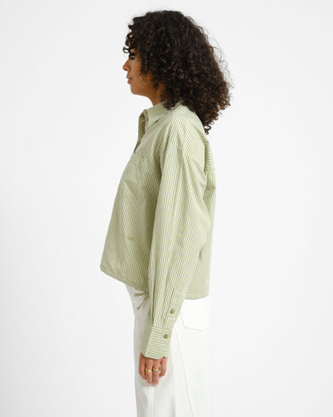 Jamie Poplin String Shirt Fern/White - Things I Like Things I Love