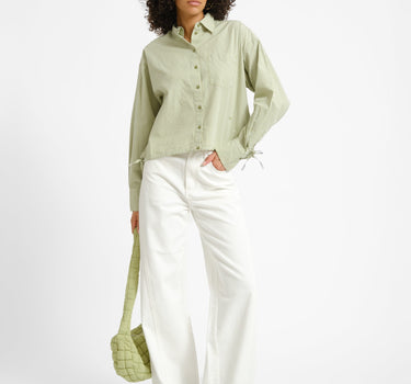 Jamie Poplin String Shirt Fern/White - Things I Like Things I Love