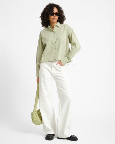 Jamie Poplin String Shirt Fern/White - Things I Like Things I Love
