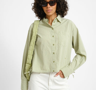 Jamie Poplin String Shirt Fern/White - Things I Like Things I Love