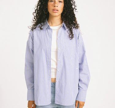 Jamie Relaxed Poplin Shirt Blue White - Things I Like Things I Love