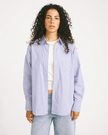 Jamie Relaxed Poplin Shirt Blue White - Things I Like Things I Love