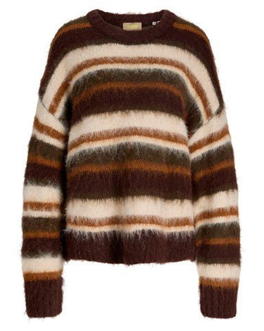 Joe Crew Neck Knit Fudge/Multi Stripes - Things I Like Things I Love