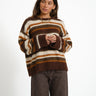Joe Crew Neck Knit Fudge/Multi Stripes - Things I Like Things I Love