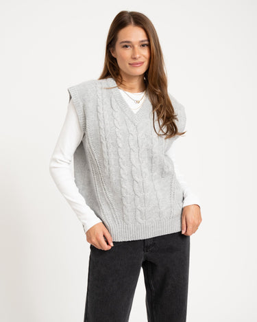 Josie Vest Knit Grey Melange - Things I Like Things I Love