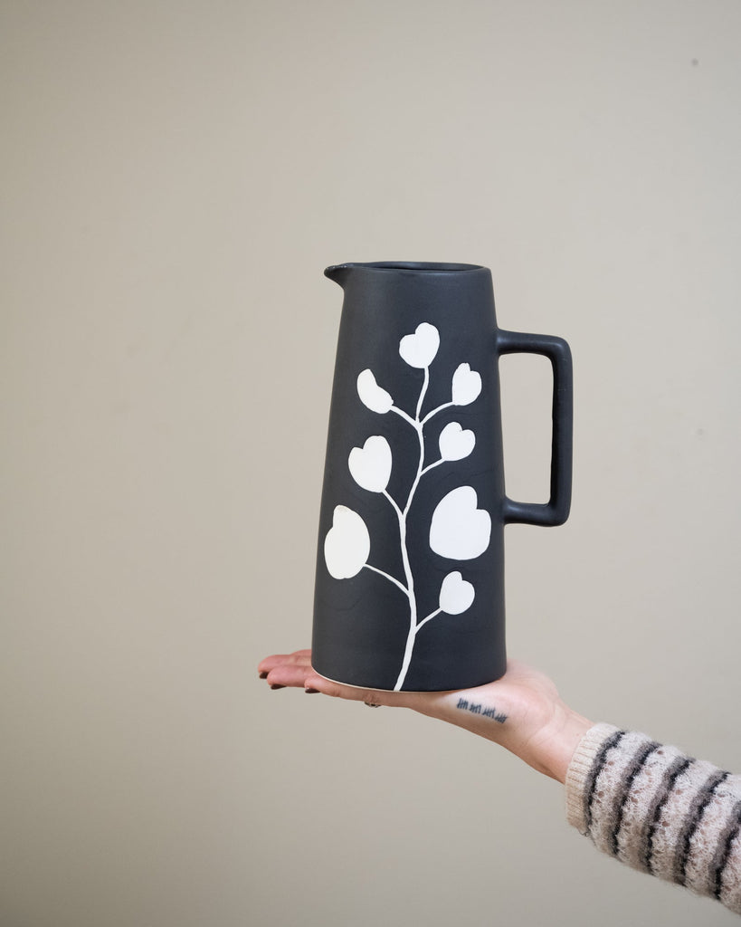 Jug/Vase Ceramic Black Heart - Things I Like Things I Love