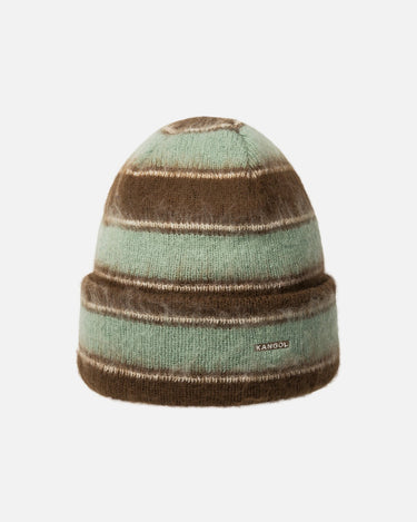 Kangol Fuzzy Stripe Beanie Brown - Things I Like Things I Love