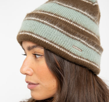 Kangol Fuzzy Stripe Beanie Brown - Things I Like Things I Love
