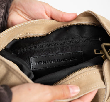 Karin Suede Bag Sand - Things I Like Things I Love