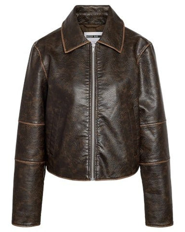 Karlie Cropped PU Jacket Washed - Things I Like Things I Love