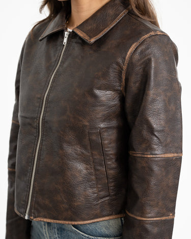 Karlie Cropped PU Jacket Washed - Things I Like Things I Love