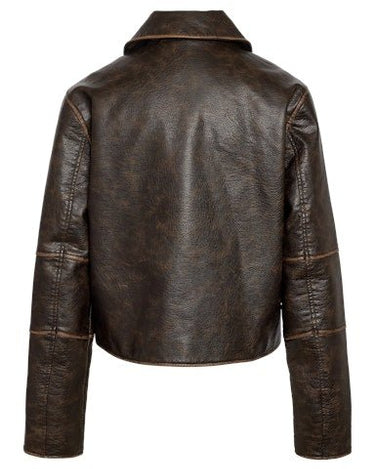 Karlie Cropped PU Jacket Washed - Things I Like Things I Love