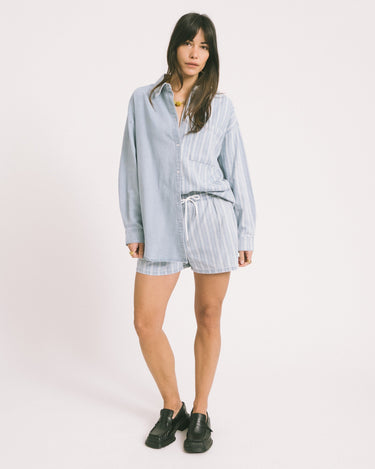 Katri Elastic Band Shorts Medium Blue Denim - Things I Like Things I Love