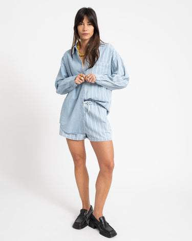 Katri Elastic Band Shorts Medium Blue Denim - Things I Like Things I Love