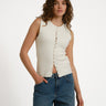 Knitted Button Down Vest Gardenia Ecru - Things I Like Things I Love