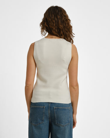 Knitted Button Down Vest Gardenia Ecru - Things I Like Things I Love