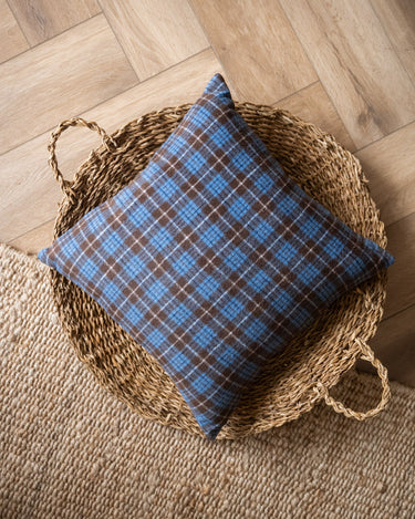 Kussen Daisy Geruit Blauw/Bruin - Things I Like Things I Love