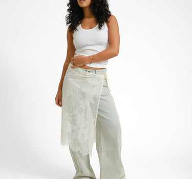 Lace Apron Skirt Offwhite - Things I Like Things I Love