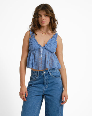 Lace Top Blue - Things I Like Things I Love