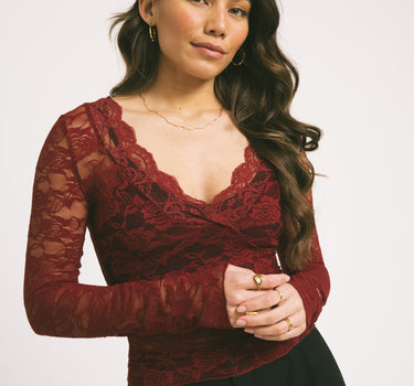 Lace Top Bordeaux - Things I Like Things I Love