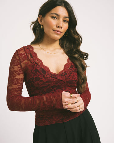 Lace Top Bordeaux - Things I Like Things I Love