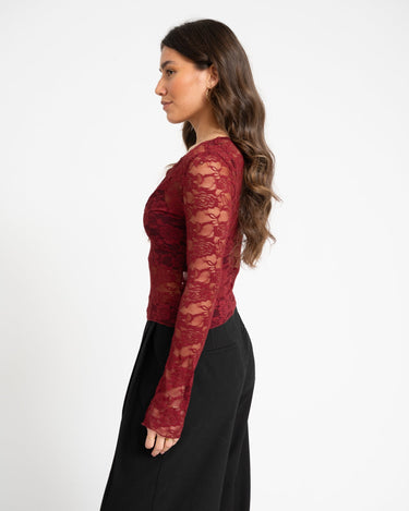 Lace Top Bordeaux - Things I Like Things I Love