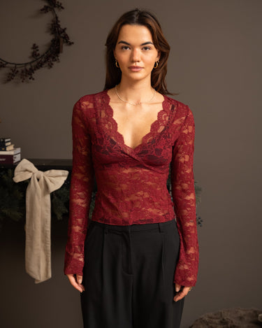 Lace Top Bordeaux - Things I Like Things I Love