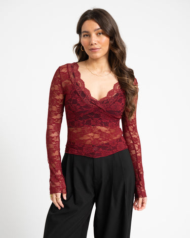 Lace Top Bordeaux - Things I Like Things I Love