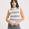 Laika O - Neck Knit Top Stripe White Blue - Things I Like Things I Love