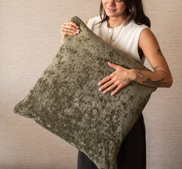 Large Cushion Lewy Velvet Olive Green - Things I Like Things I Love