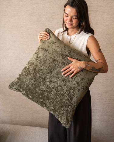 Large Cushion Lewy Velvet Olive Green - Things I Like Things I Love