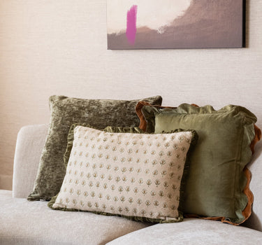 Large Cushion Lewy Velvet Olive Green - Things I Like Things I Love