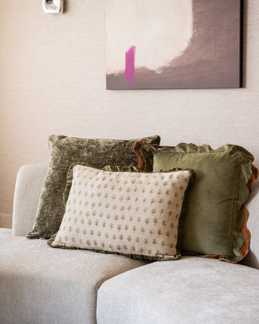 Large Cushion Lewy Velvet Olive Green - Things I Like Things I Love