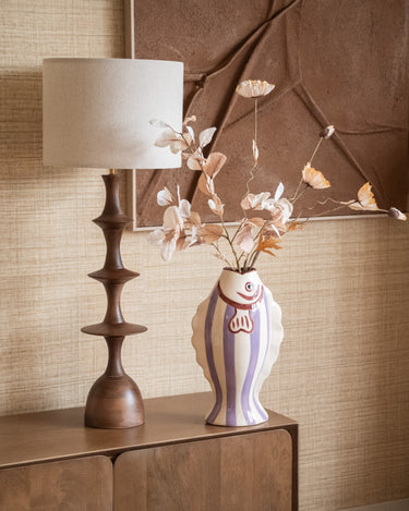 Large Deco Vase Fish Lila Stripe - Things I Like Things I Love