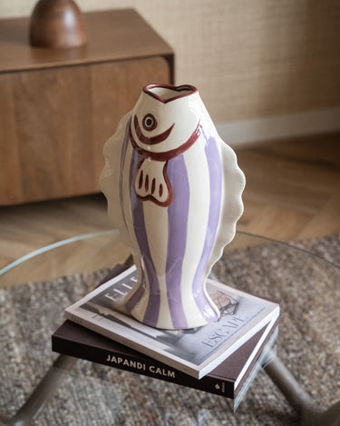 Large Deco Vase Fish Lila Stripe - Things I Like Things I Love
