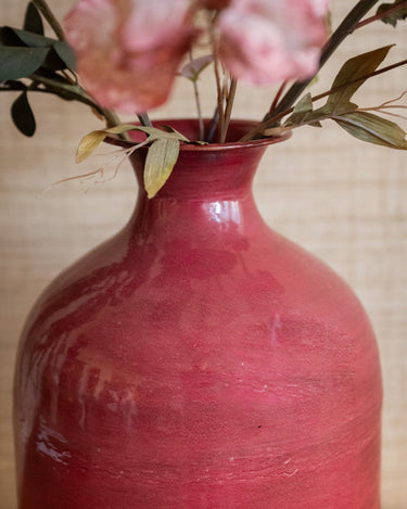 Large Deco Vase Metal Burgundy - Things I Like Things I Love