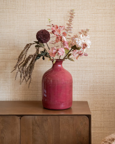 Large Deco Vase Metal Burgundy - Things I Like Things I Love