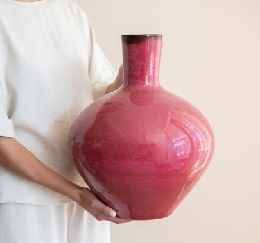 Large Deco Vase Metal Pink - Things I Like Things I Love