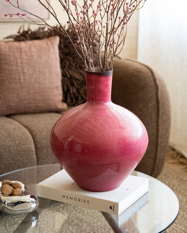 Large Deco Vase Metal Pink - Things I Like Things I Love