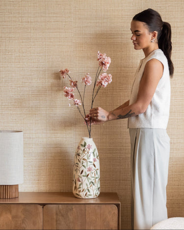 Large Hand - painted Deco Vase Sakura Flowers - Things I Like Things I Love