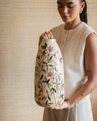 Large Hand - painted Deco Vase Sakura Flowers - Things I Like Things I Love