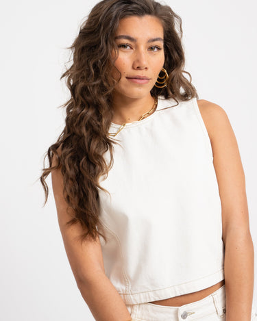 Liana Top Off - White Denim - Things I Like Things I Love