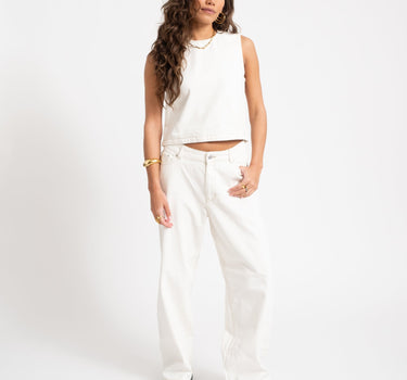 Liana Top Off - White Denim - Things I Like Things I Love