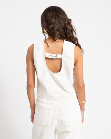 Liana Top Off - White Denim - Things I Like Things I Love
