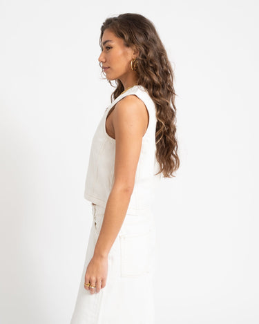 Liana Top Off - White Denim - Things I Like Things I Love